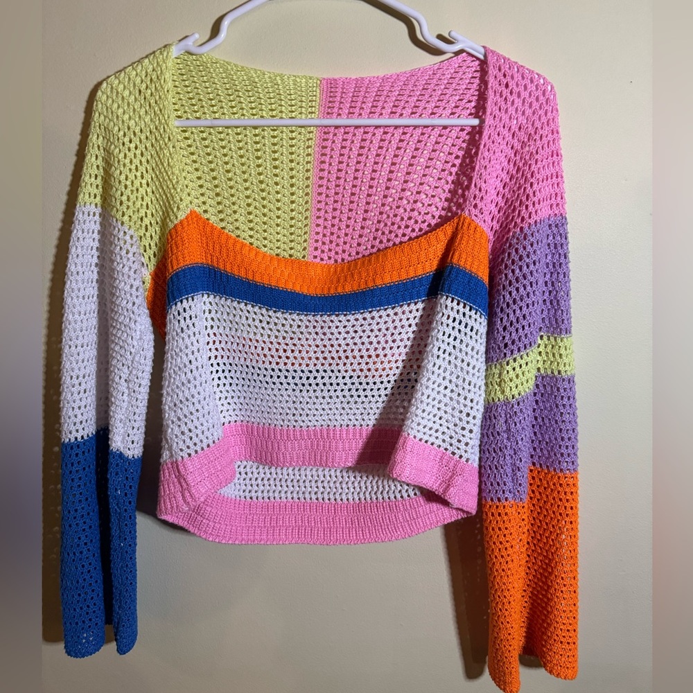 Amazon colorful crochet sweater